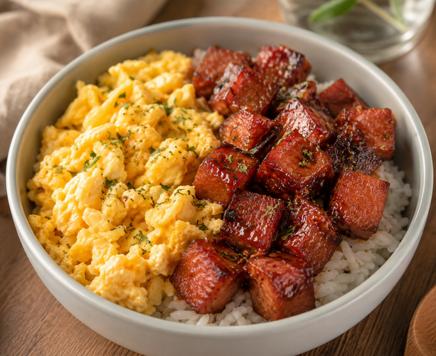 Caramelized Spam & Egg Rice Bowl