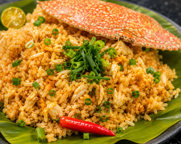 Crab Aligue Fried Rice with Crispy Fried Omelette