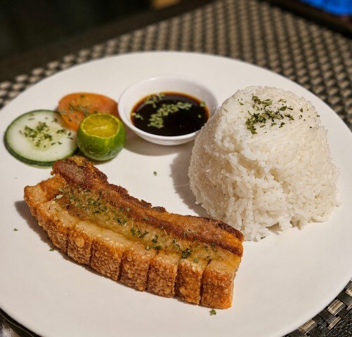 Lechon Kawali with Rice & Vegetables